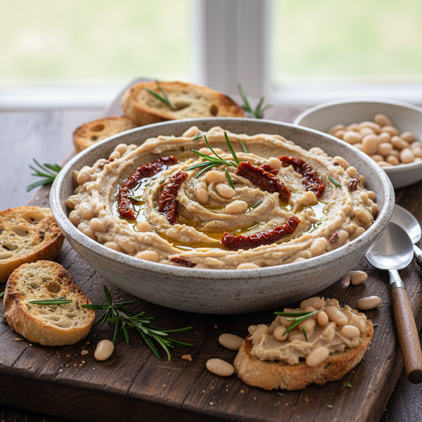Creamy White Bean Spread with Rosemary and Sun-Dried Tomatoes recipe