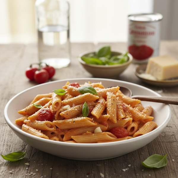 Creamy Whole Wheat Penne with Spicy Vodka Tomato Sauce recipe