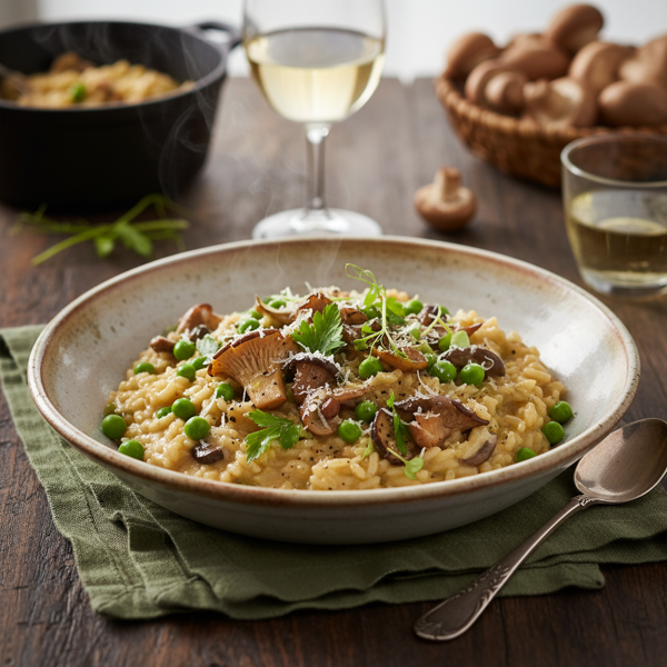 Creamy Wild Mushroom and Pea Risotto recipe