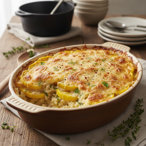 Creamy Yellow Squash and Rice Gratin recipe