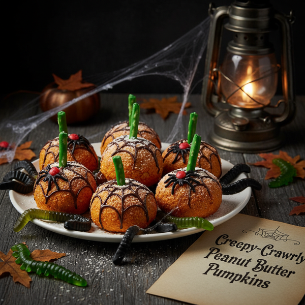 Creepy-Crawly Peanut Butter Pumpkins recipe