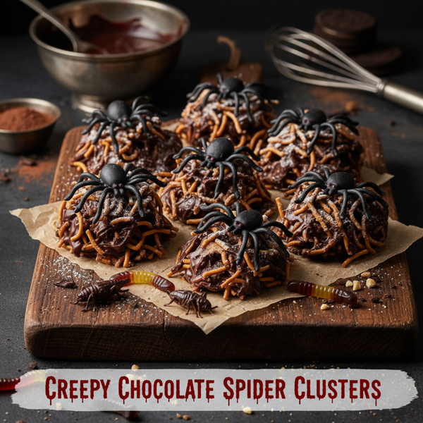 Creepy Chocolate Spider Clusters recipe