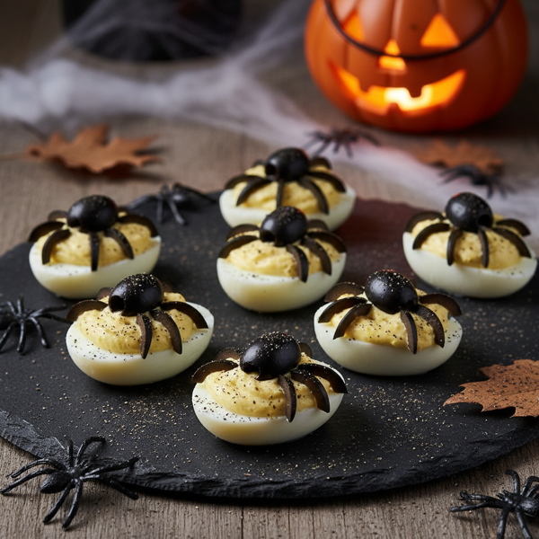 Creepy Crawly Halloween Spider Deviled Eggs recipe
