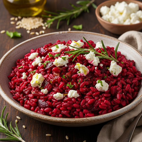 Crimson Pearl Barley Risotto with Feta and Rosemary recipe
