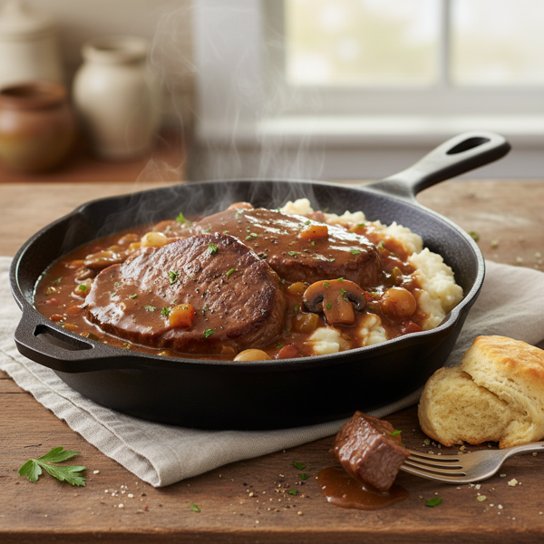 Cris Juneau's Classic Southern Smothered Steak recipe