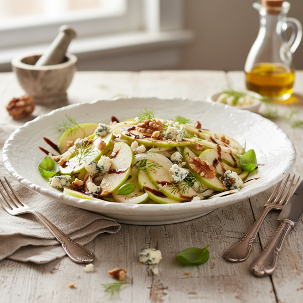 Crisp Apple Fennel Salad with Gorgonzola and Balsamic Vinaigrette recipe