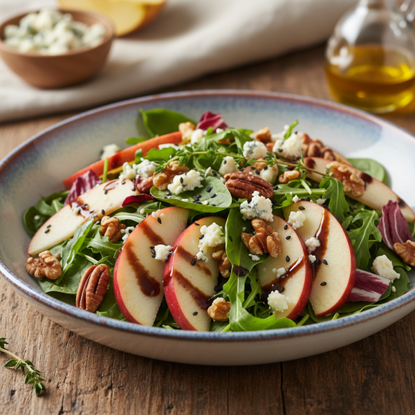 Crisp Apple Gorgonzola Salad with Creamy Balsamic Vinaigrette recipe