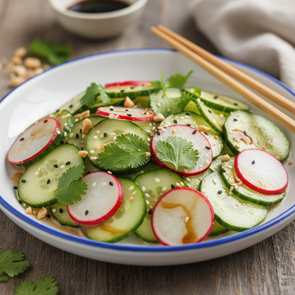 Crisp Asian Cucumber and Radish Salad with Sesame Dressing recipe