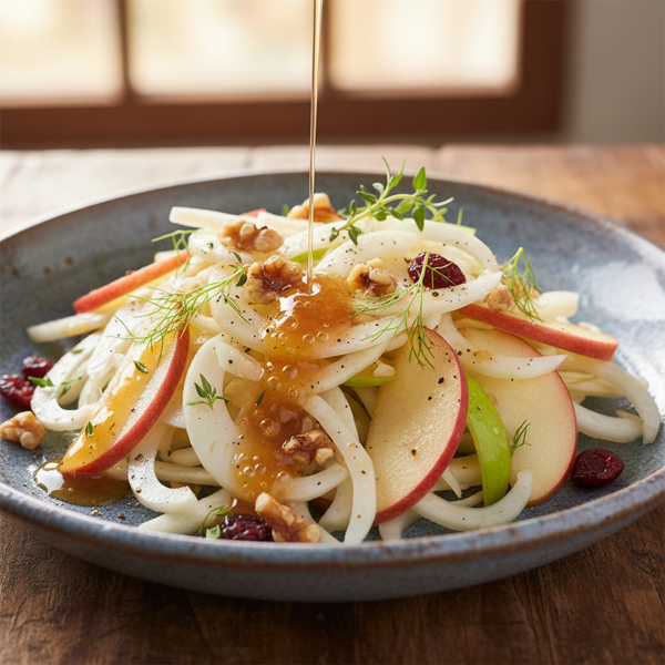 Crisp Fennel and Apple Salad with Warm Cider Vinaigrette recipe