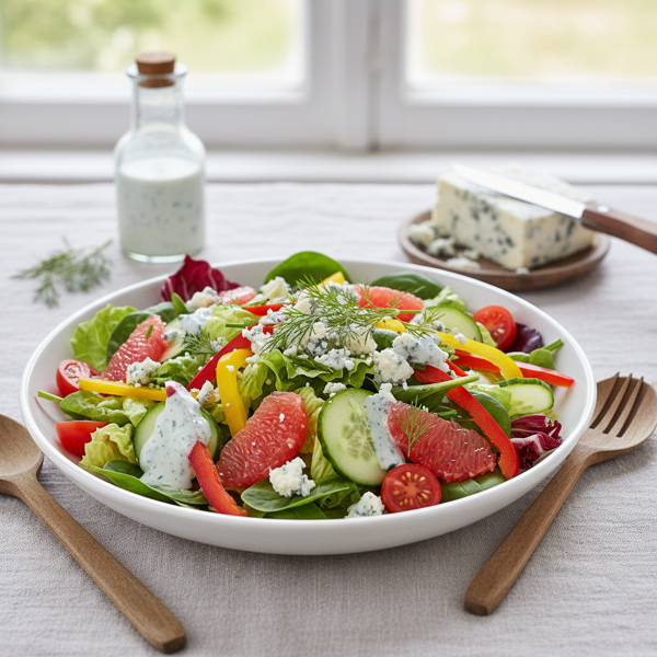 Crisp Garden Salad with Danish Blue Cheese Dressing recipe