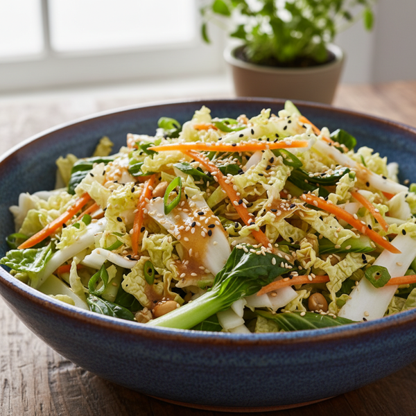 Crisp Napa Cabbage Slaw with Bok Choy and Sesame Dressing recipe