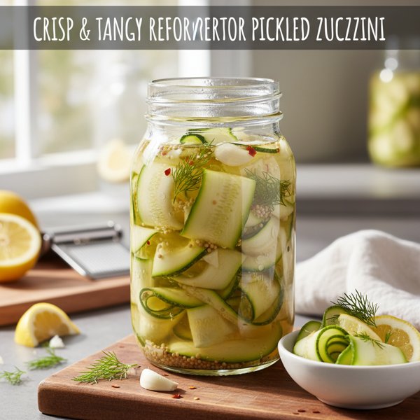 Crisp and Tangy Refrigerator Pickled Zucchini Ribbons recipe