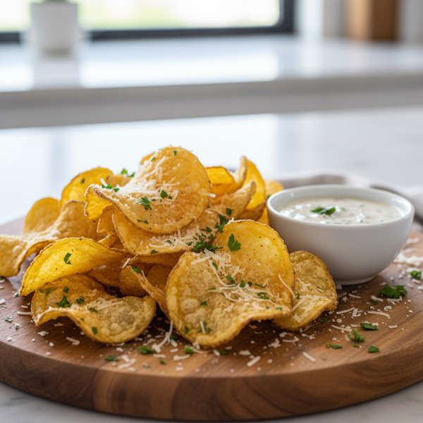 Crispy Air-Fried Parmesan Potato Chips recipe
