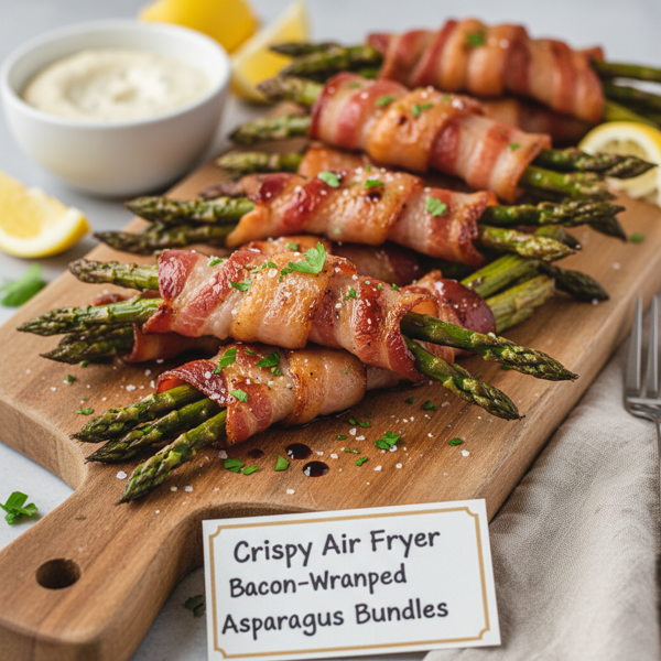 Crispy Air Fryer Bacon-Wrapped Asparagus Bundles recipe