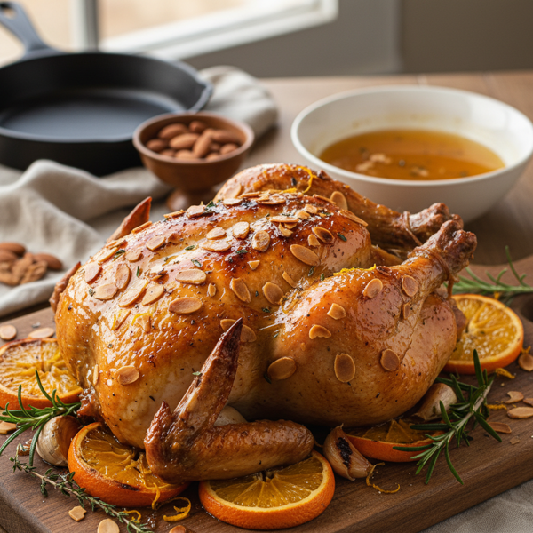 Crispy Almond-Citrus Roasted Chicken recipe