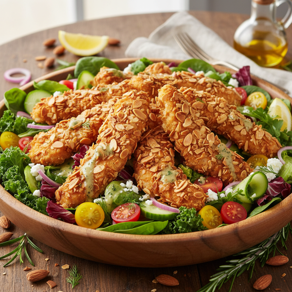Crispy Almond-Crusted Chicken Tender Salad recipe