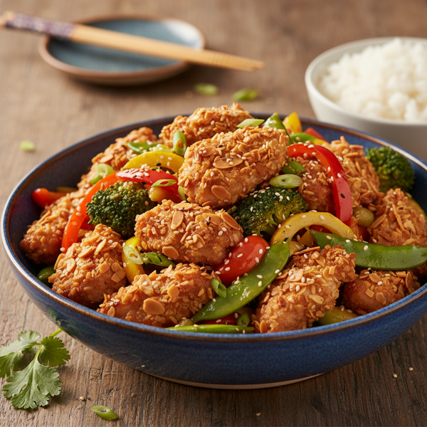 Crispy Almond Chicken Stir-Fry recipe
