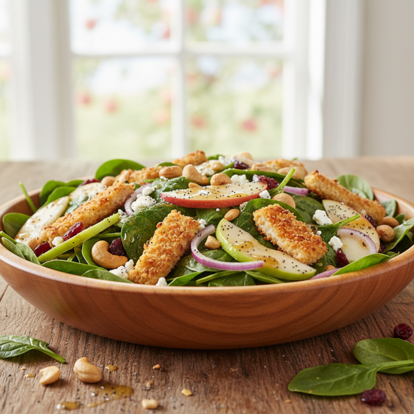 Crispy Apple Cashew Spinach Salad recipe