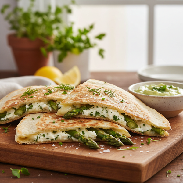 Crispy Asparagus & Herbed Goat Cheese Quesadillas recipe