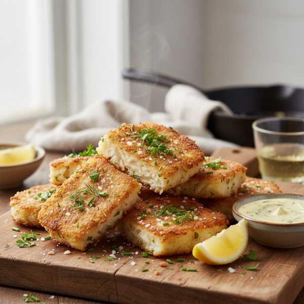 Crispy Baccala Fritto with Herb Garnish recipe