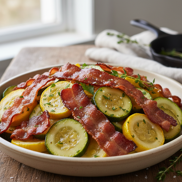 Crispy Bacon-Infused Zucchini & Yellow Squash Medley recipe