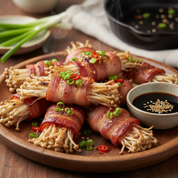 Crispy Bacon-Wrapped Enoki Bites recipe