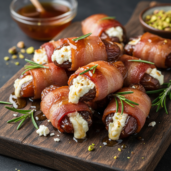 Crispy Bacon-Wrapped Feta Stuffed Medjool Dates recipe