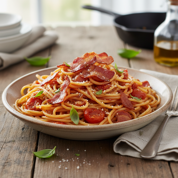 Crispy Bacon Tomato Spaghetti Delight recipe