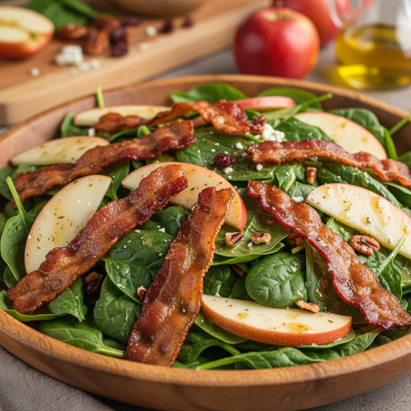 Crispy Bacon & Apple Spinach Salad recipe