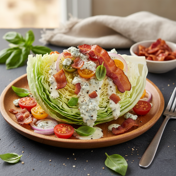 Crispy Bacon & Basil Iceberg Wedge Salad recipe