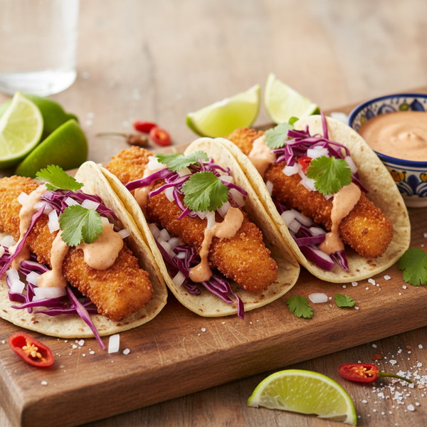 Crispy Baja Fish Tacos with Chipotle Lime Sauce recipe