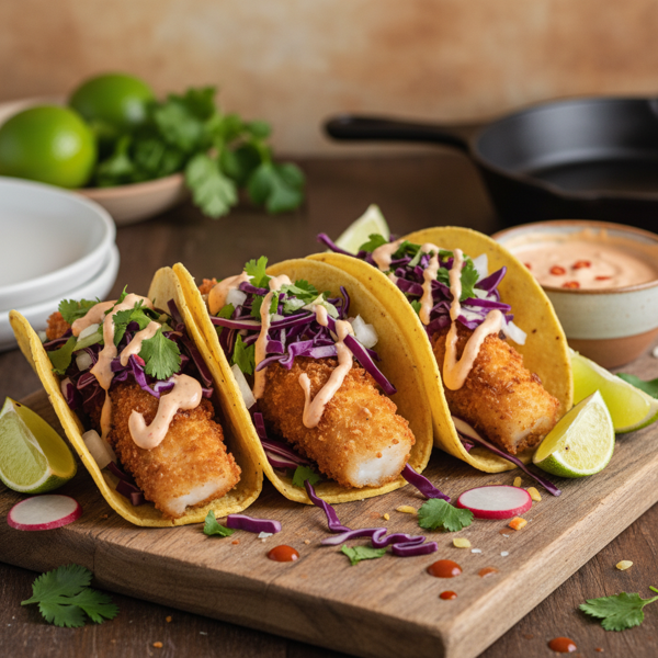 Crispy Baja Fish Tacos with Secret Sauce recipe