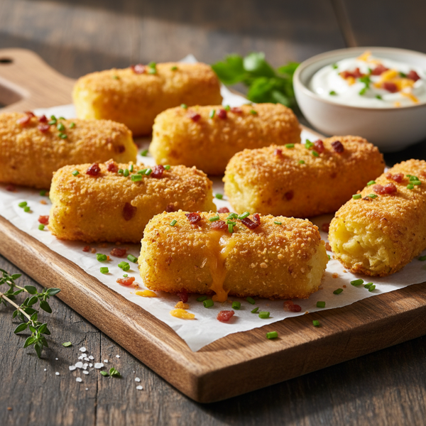 Crispy Baked Bacon and Cheddar Potato Croquettes recipe
