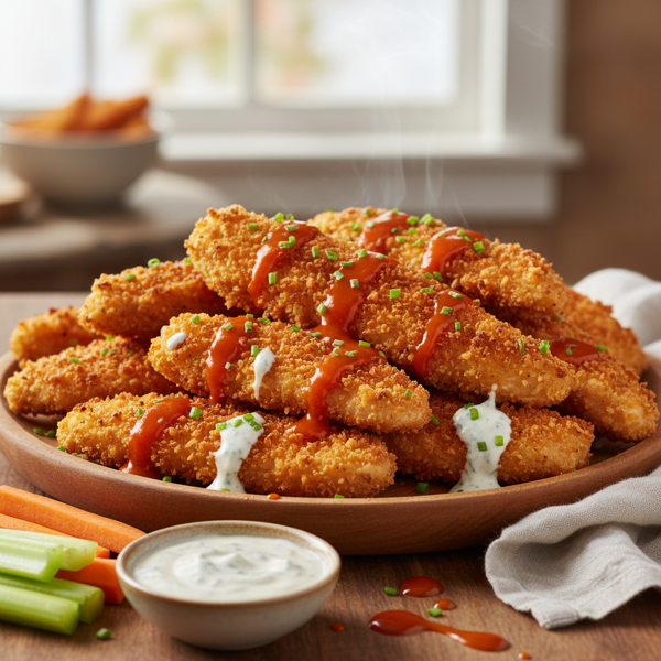 Crispy Baked Buffalo Chicken Strips recipe