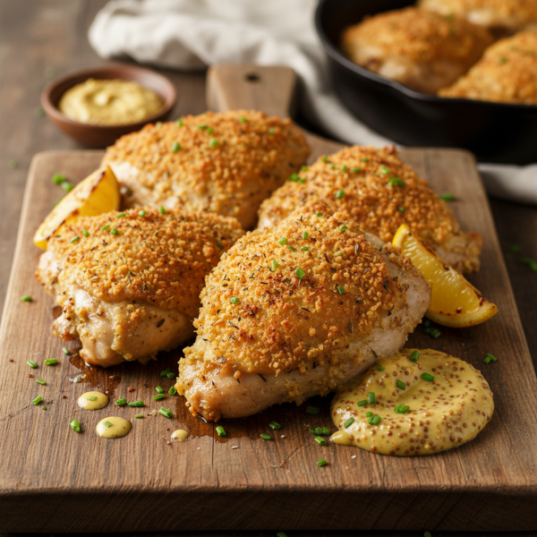 Crispy Baked Buttermilk Mustard Chicken Thighs recipe