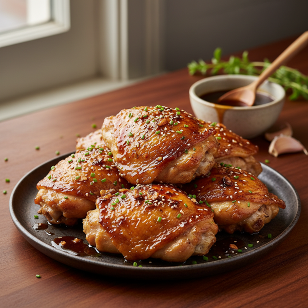 Crispy Baked Chicken Thighs with Garlic Soy Glaze recipe