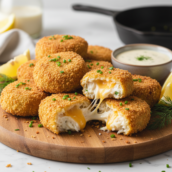 Crispy Baked Halibut Croquettes with Cheddar recipe