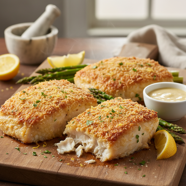 Crispy Baked Halibut Steaks with Parmesan Crust recipe