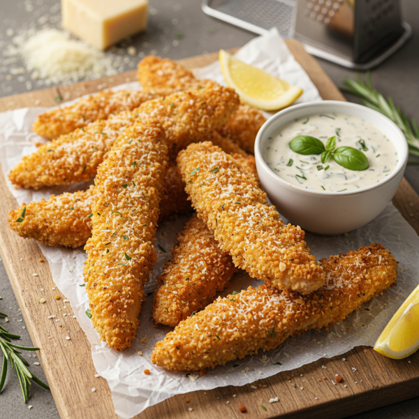 Crispy Baked Parmesan Chicken Strips recipe
