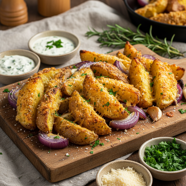 Crispy Baked Parmesan Onion Potatoes recipe