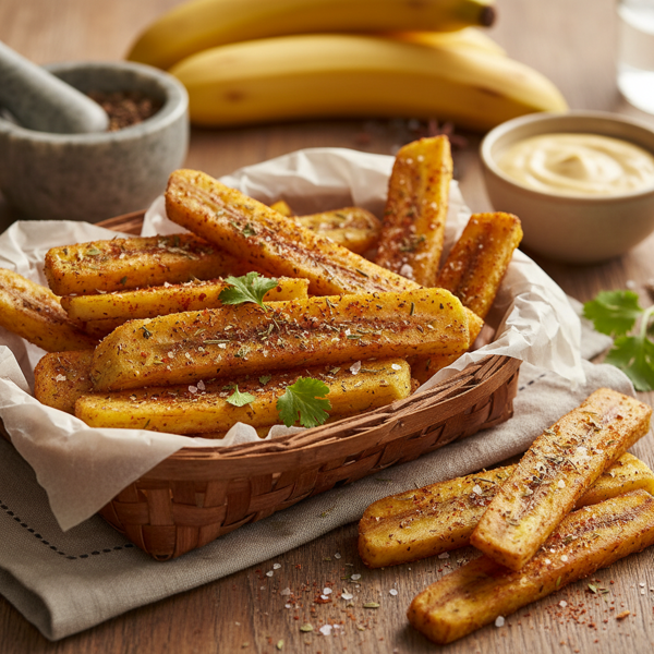 Crispy Baked Plantain Fries with Spices recipe