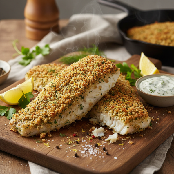 Crispy Baked Pollock Fillets with Herb Breadcrumbs recipe