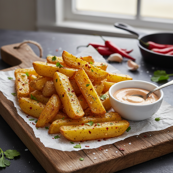 Crispy Baked Spicy Potato Fries recipe
