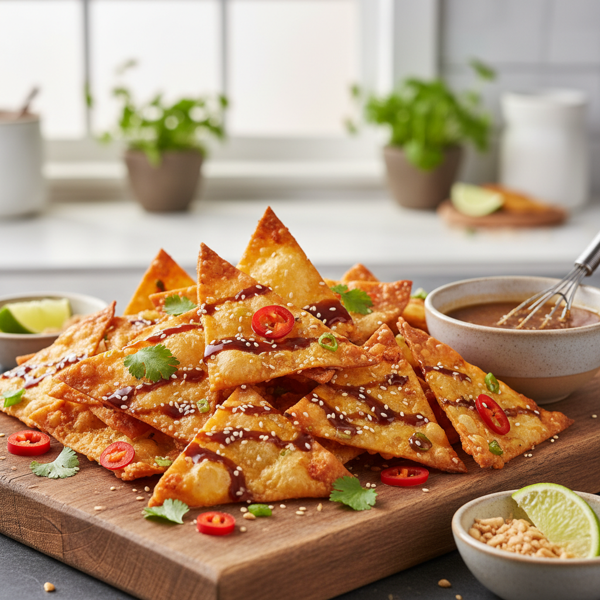 Crispy Baked Teriyaki and Thai Wonton Chips recipe