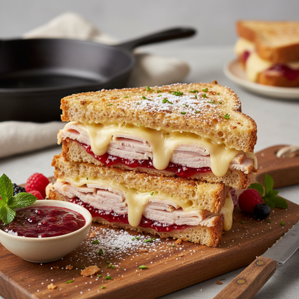 Crispy Baked Turkey and Swiss Monte Cristo recipe