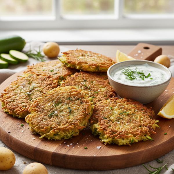 Crispy Baked Zucchini & Potato Fritters recipe