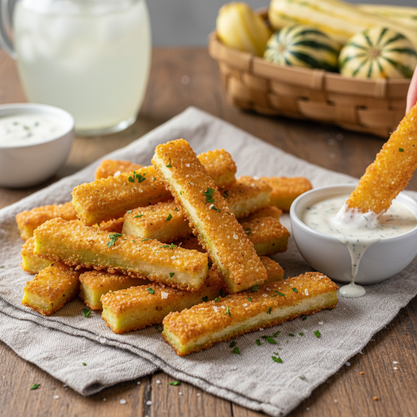Crispy Batter-Fried Summer Squash Sticks recipe