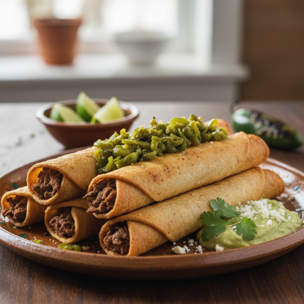 Crispy Beef Taquitos with Green Chiles recipe