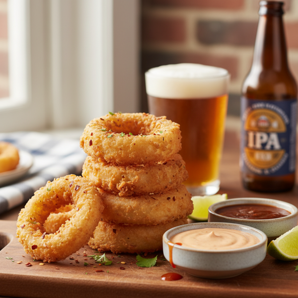 Crispy Beer-Battered Onion Rings with a Kick recipe