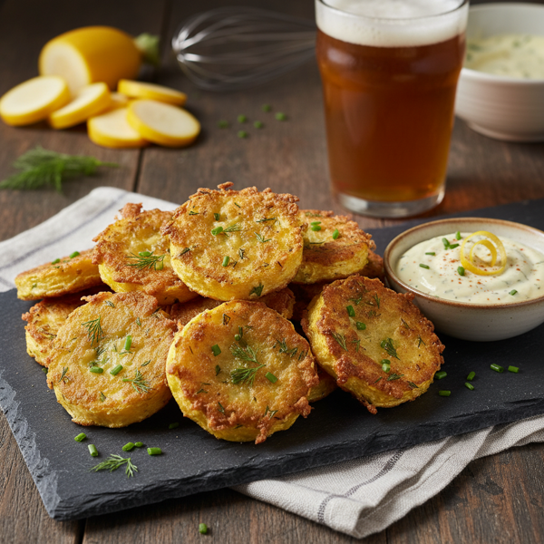 Crispy Beer-Battered Yellow Squash Fritters recipe